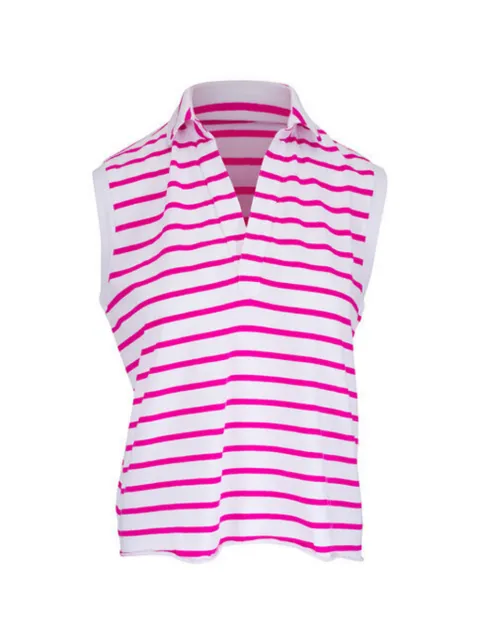 Frank & Eileen Olivia striped polo top White LAB119ST