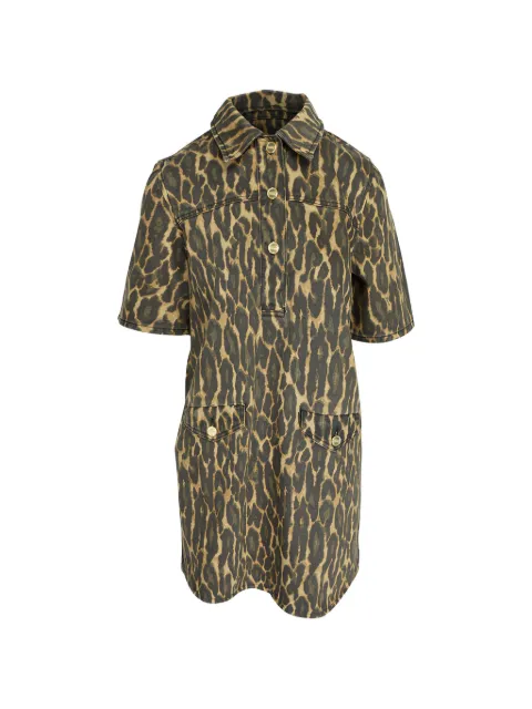 GANNI animal-print mini dress Brown A1030096