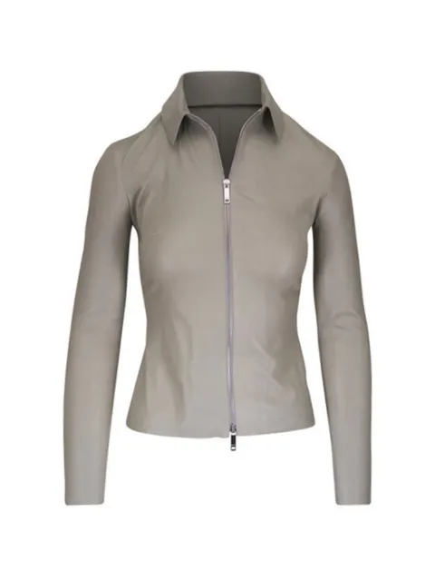 Jitrois Agatha zip-up leather shirt Grey AGATHASHIRTAPSCEL