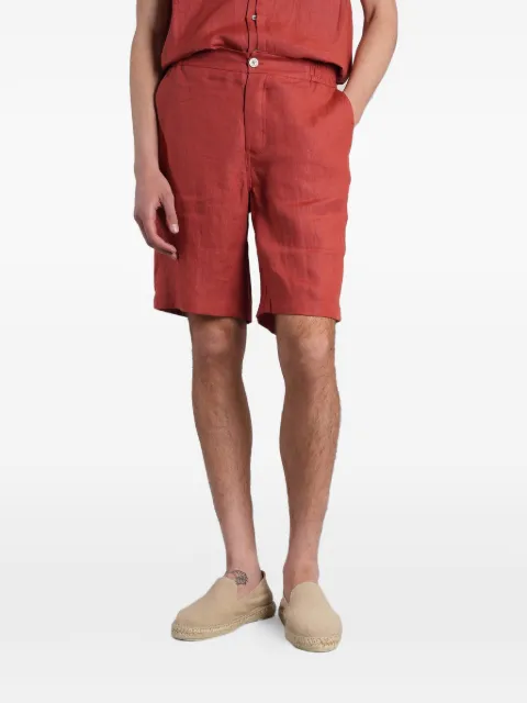 ALPHA STUDIO elasticated-waist linen shorts Red AU5373Q
