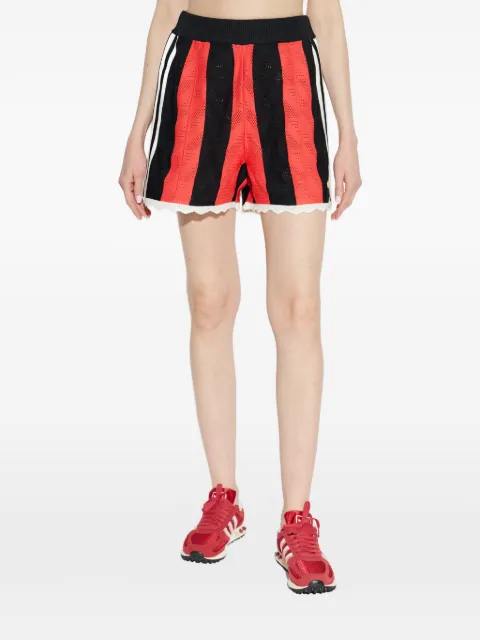 adidas striped lace trim shorts Black KE0073