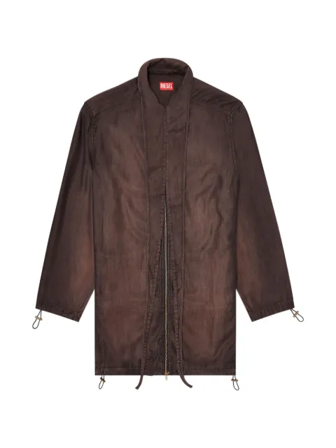 Diesel Giacca leggera extra-long collar zip-up denim jacket Brown A23982068YF