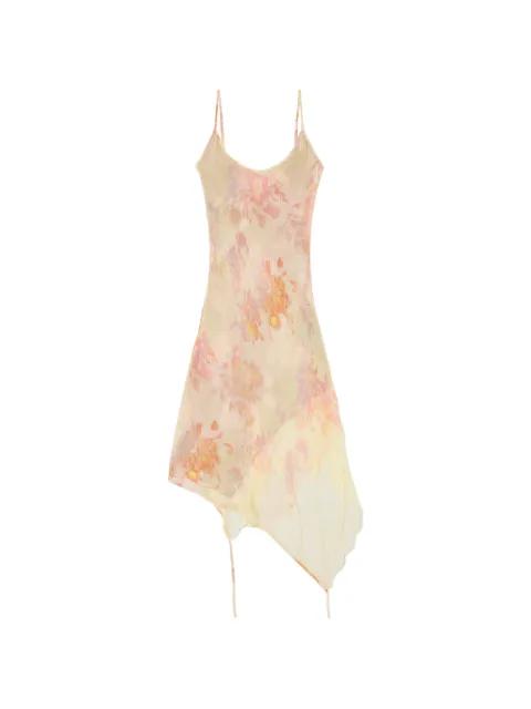 Diesel midi slip dress with floral print and lace trim Yellow A233940BKCR