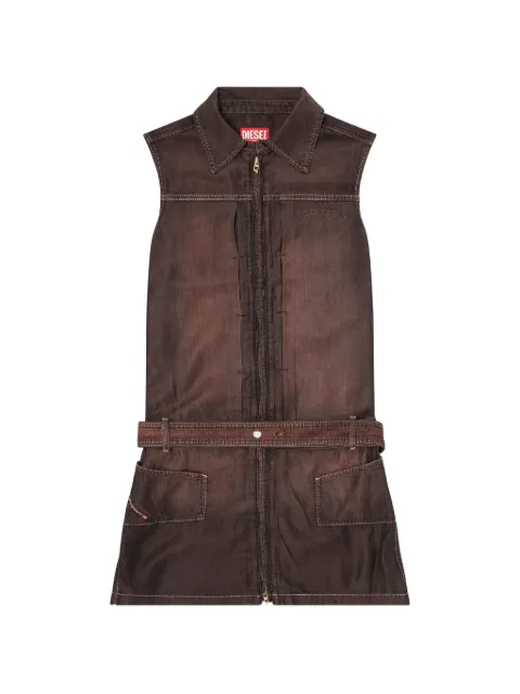 Diesel minidress in fluid coated denim Brown A23287068YF