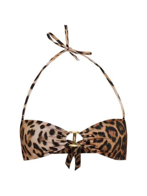 Moschino ring leopard-print beachwear top Neutrals A57269412