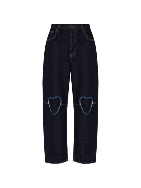Moschino heart-cut-out frayed jeans Blue A03160437