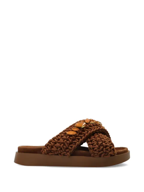 Inuikii jewel-embellished flat sandals Brown 10040030073
