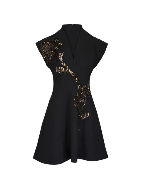 Lela Rose embroidered V-neck mini dress Black R269490