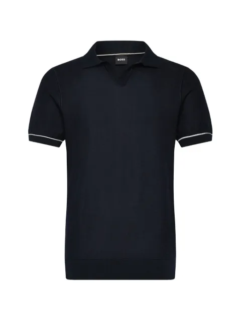 BOSS cotton-blend knit polo with horizontal stripe Blue 50560483