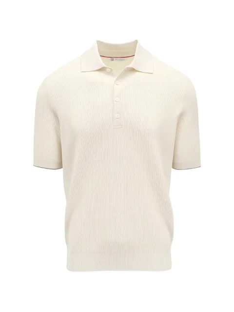 Brunello Cucinelli short-sleeve buttoned polo shirt Neutrals M29400025CSG56