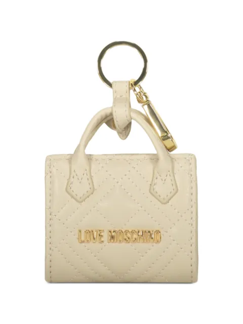 Love Moschino quilted-bag keyring Neutrals JC5402PP1OLA0