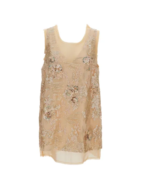 HUI MILANO Orazio embellished V-neck blouse Neutrals HW21GD3654