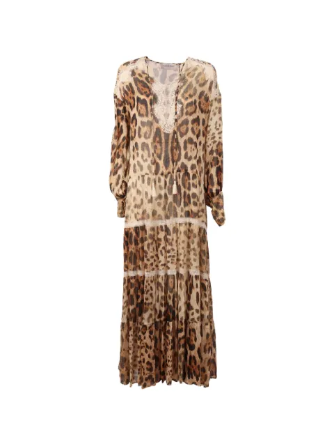 Ermanno Scervino leopard-print lace-trimmed maxi dress Neutrals D48EQ075CSEC3