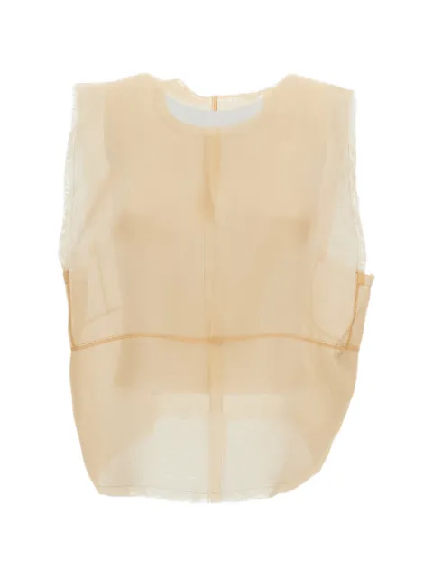 HUI MILANO Ciro sheer silk-organza top Neutrals HW21GD3642