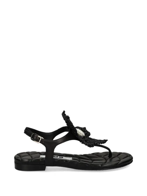 Ras flower-embellished thong sandals Black 8431