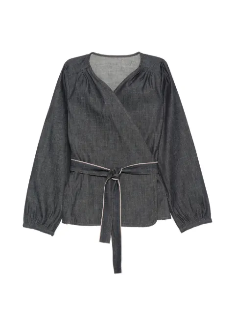 Nine In The Morning V-neck tie-fastening blouse Grey 9SS26TY10