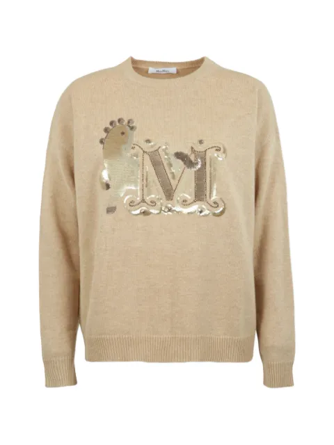 Max Mara logo crew-neck sweater Neutrals MXMTERRAFONDOALBINO