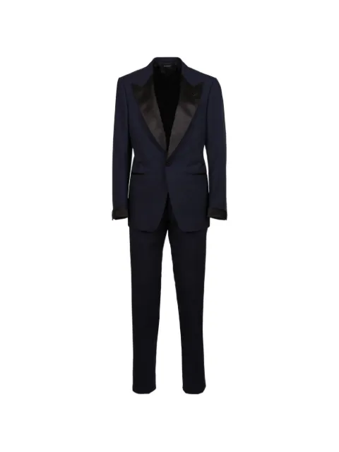 TOM FORD satin trim suit Blue 2EEPT1WOS02MIDNIGHTBLEU