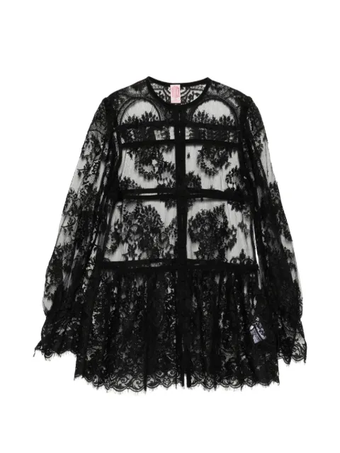 FETICO lace-panelled peplum-hem blouse Black FTC2620107