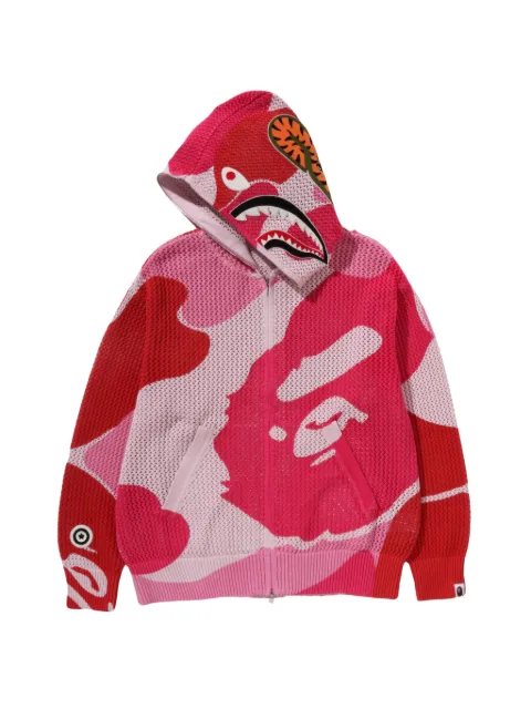 A BATHING APE® ABC Camo crochet shark hoodie Pink 001ZPM301311M