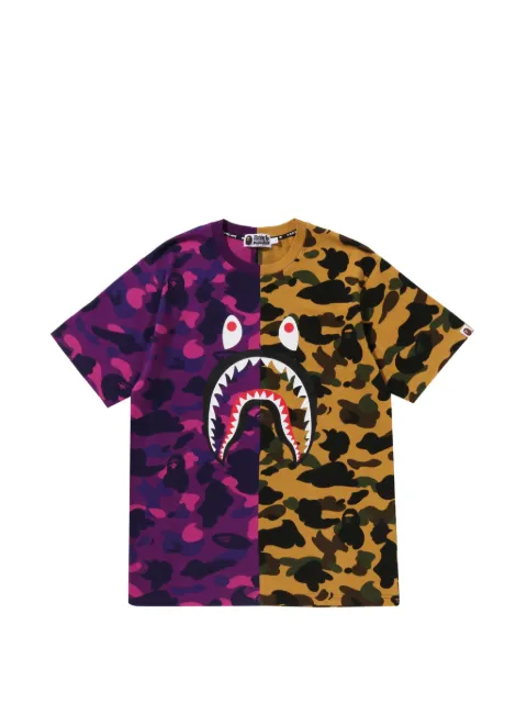 A BATHING APE® Split Camo Shark cotton T-shirt Yellow 001CSM301009M
