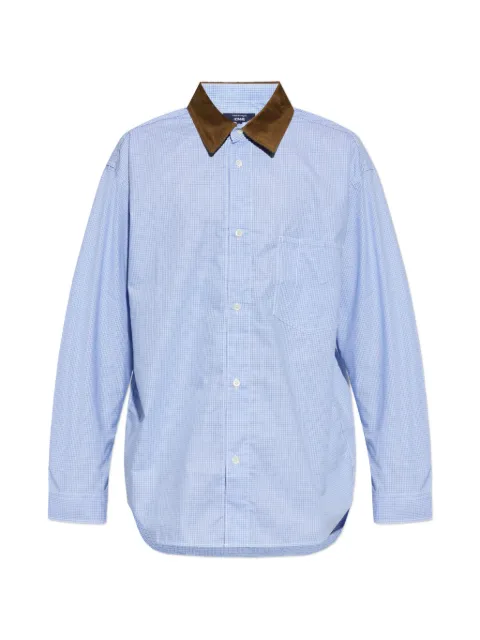 Comme des Garçons Homme corduroy-collar checked shirt Blue HQB003