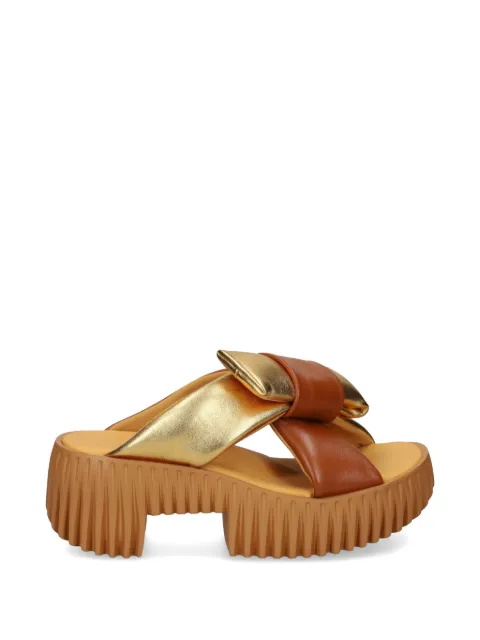 4CCCCEES Plia Bow platform leather sandals Gold PLIABOW