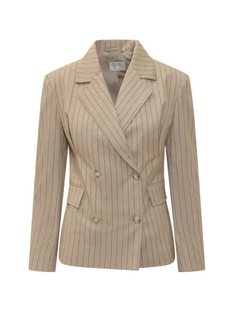 LE SULLY STUDIO pinstripe double-breasted jacket Neutrals 6317SCOOPY15