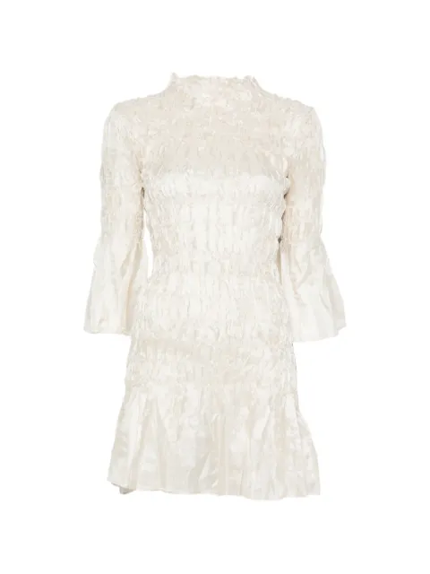 Gongdid Design pleated bell-sleeve mini dress Neutrals GD222