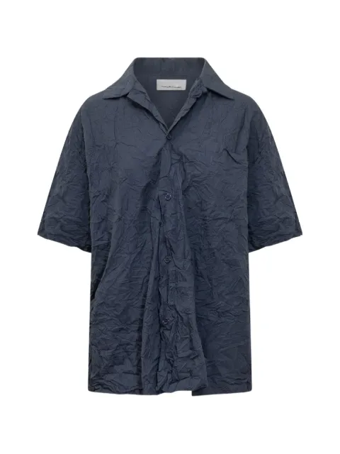 Gongdid Design hand-pleated crinkled shirt Blue GDM03