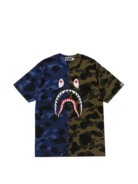 A BATHING APE® Split Camo Shark cotton T-shirt Green 001CSM301009M
