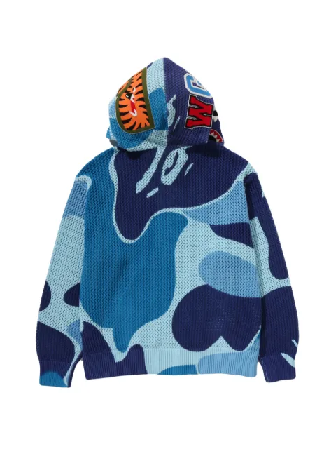 A BATHING APE® ABC Camo crochet shark hoodie Blue 001ZPM301311M