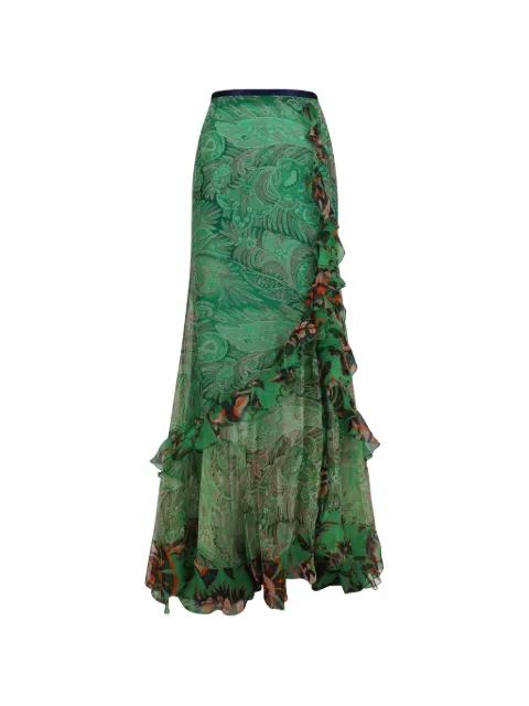 ETRO paisley-print silk skirt Green WRFA019899SA1Q7