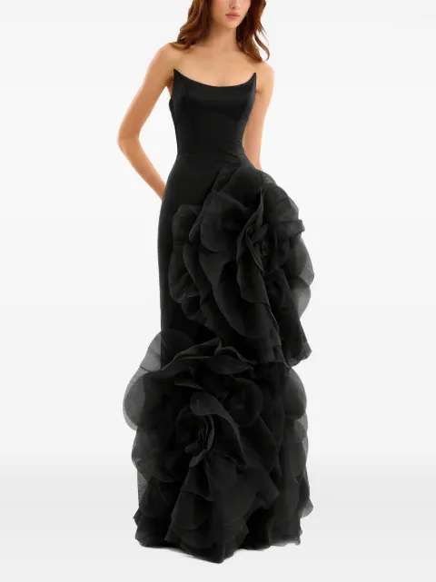 Gemy Maalouf sculpted floral-appliqué dress Black GMSS267786LD