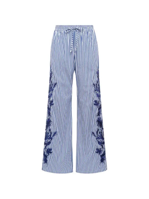 MALIPARMI striped embroidered trousers Blue JH80541522280B10