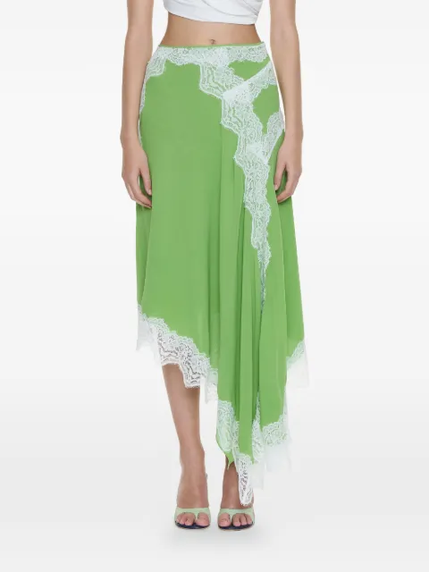 Christopher Esber Verve lace-detail asymmetric skirt Green 26014783