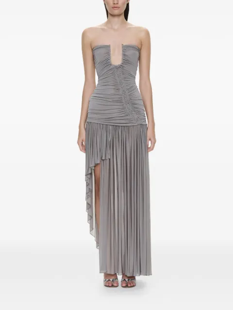 Christopher Esber Arced Orion ruched strapless asymmetric dress Grey 26013744
