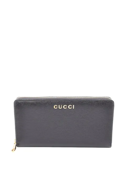 Gucci Pre-Owned 2016-2025 Leather Logo Zip Wallet long wallets Black CP4F0PFQD3696IW0