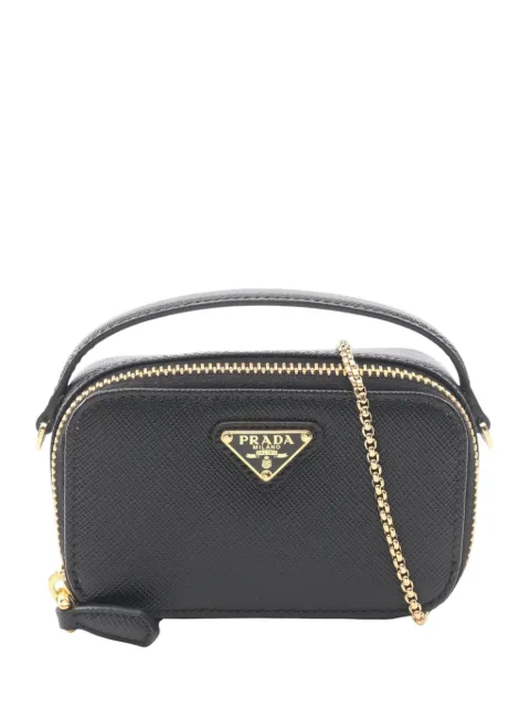 Prada Pre-Owned 2013-2025 Mini Saffiano Pouch satchel Black DNFO7HHRQ1PJI46T