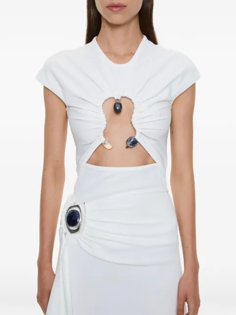 Christopher Esber Hiero Crystal capped-design cut-out T-shirt White 26011623