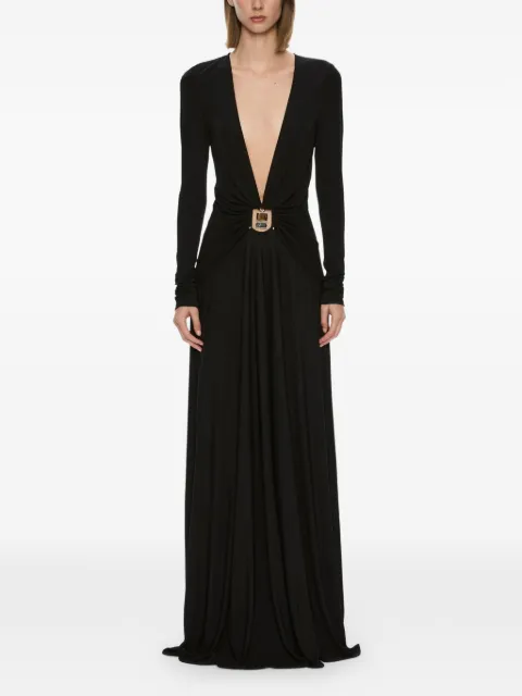 Christopher Esber Bezel Quartz ruched long-sleeve dress Black 26013008