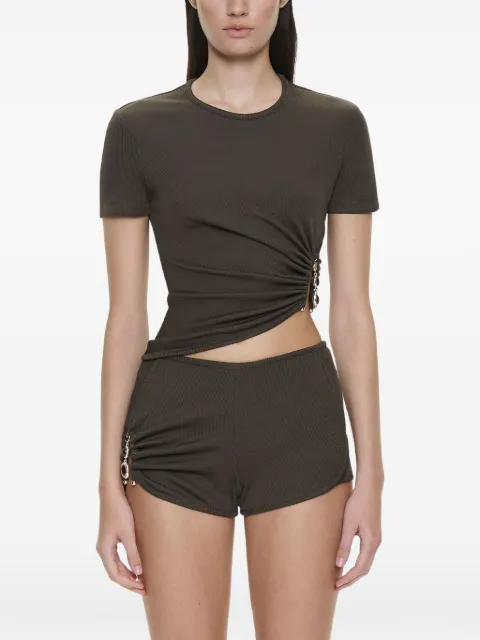 Christopher Esber Droplet Crystal Ruched T-shirt Brown 26011754HUSK