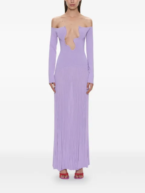 Christopher Esber Salacia pleated off-shoulder maxi dress Purple 25043347LILAC
