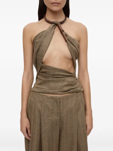 Christopher Esber Chime herringbone halter top Brown 26011851
