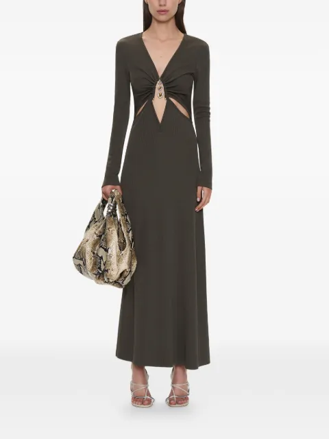 Christopher Esber crystal loophole long-sleeve midi dress Green 26013751