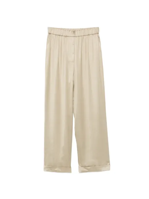 Peserico satin-finish turn-up trousers Green A0403606638