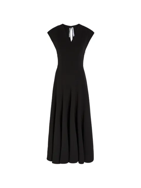 Another Tomorrow V-neck midi dress Black A425DR123WV