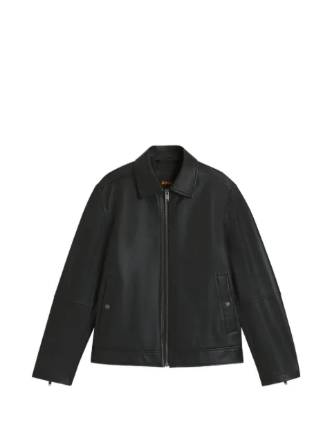 BOSS nappa-leather jacket in a regular fit Black 50552141
