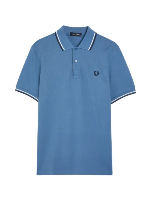 Fred Perry striped-detail polo shirt Blue M360089A