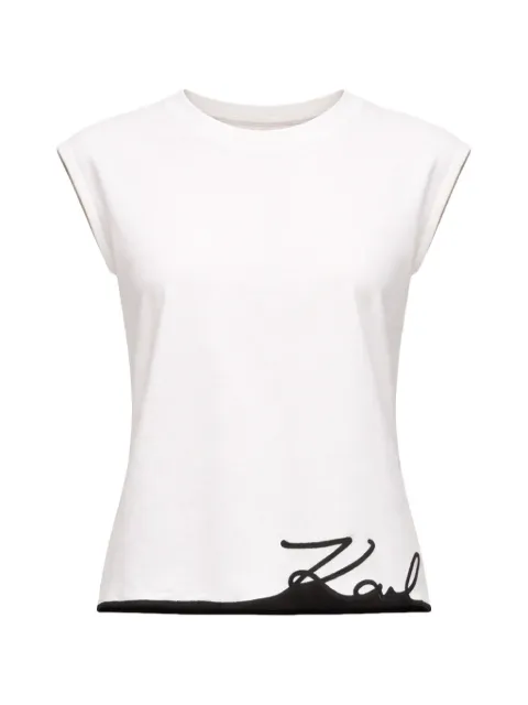 Karl Lagerfeld Signature-hem cotton tank top White B2W17018100